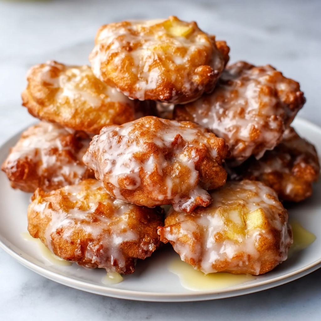 Soft Cinnamon Apple Fritters with Vanilla Glaze Recipe - Recipe Image