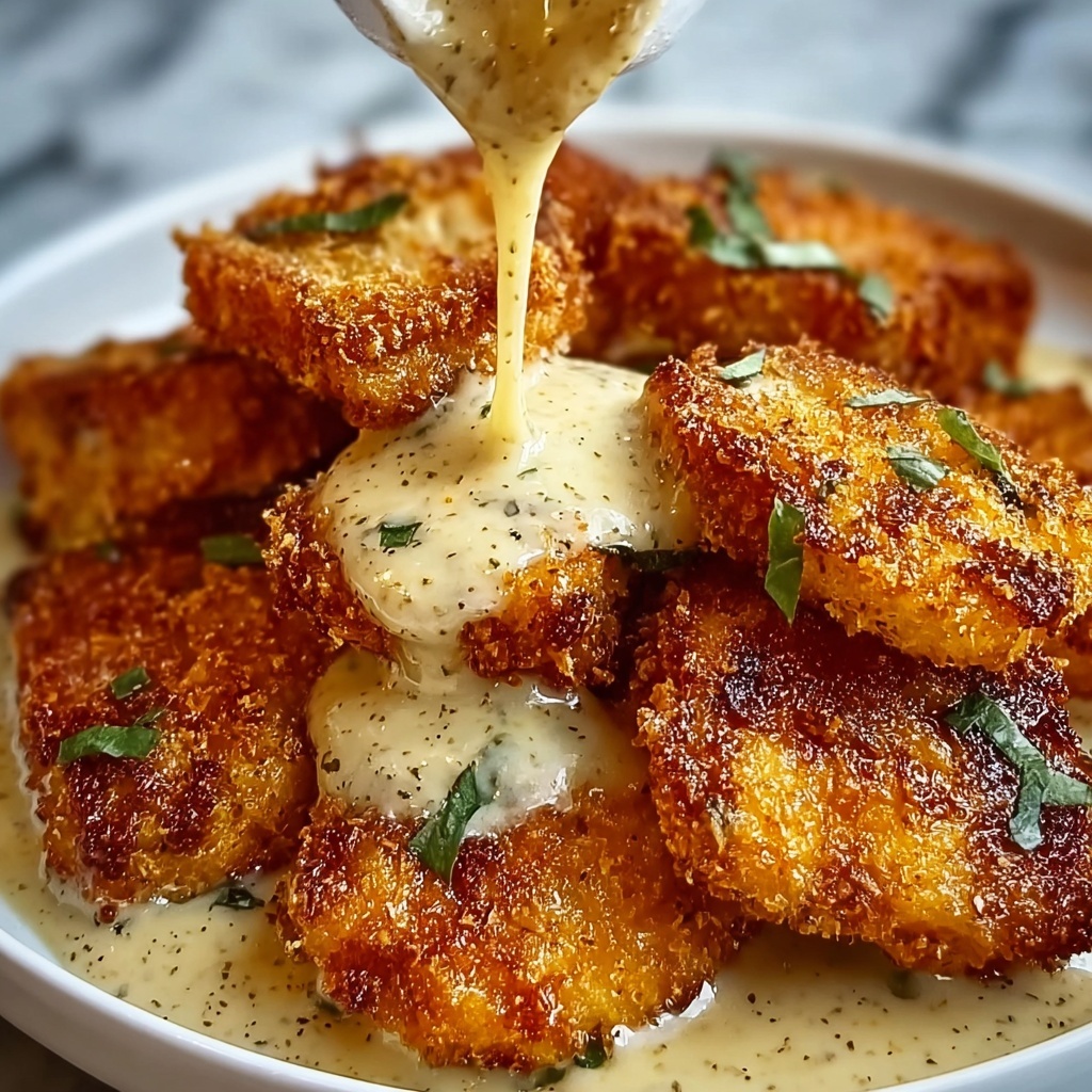 Crispy Parmesan Chicken with a Rich Garlic Sauce Recipe - Recipe Image