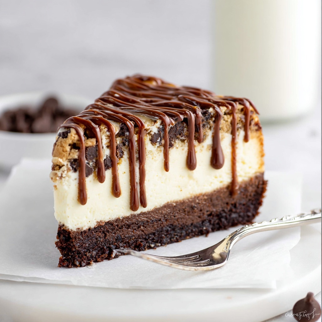 Brownie Bottom Cookie Dough Cheesecake Bars Recipe - Recipe Image