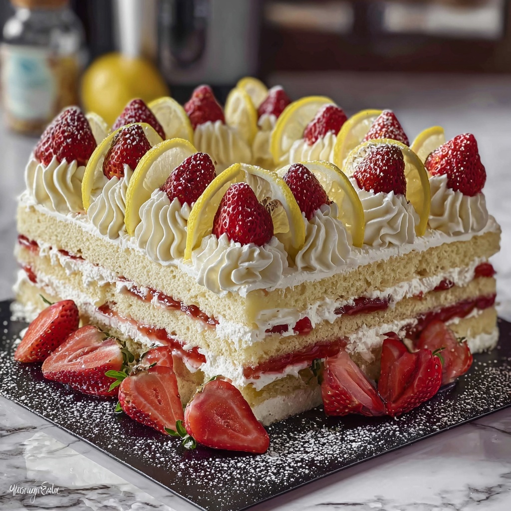Strawberry Lemon Layer Cake Recipe - Recipe Image
