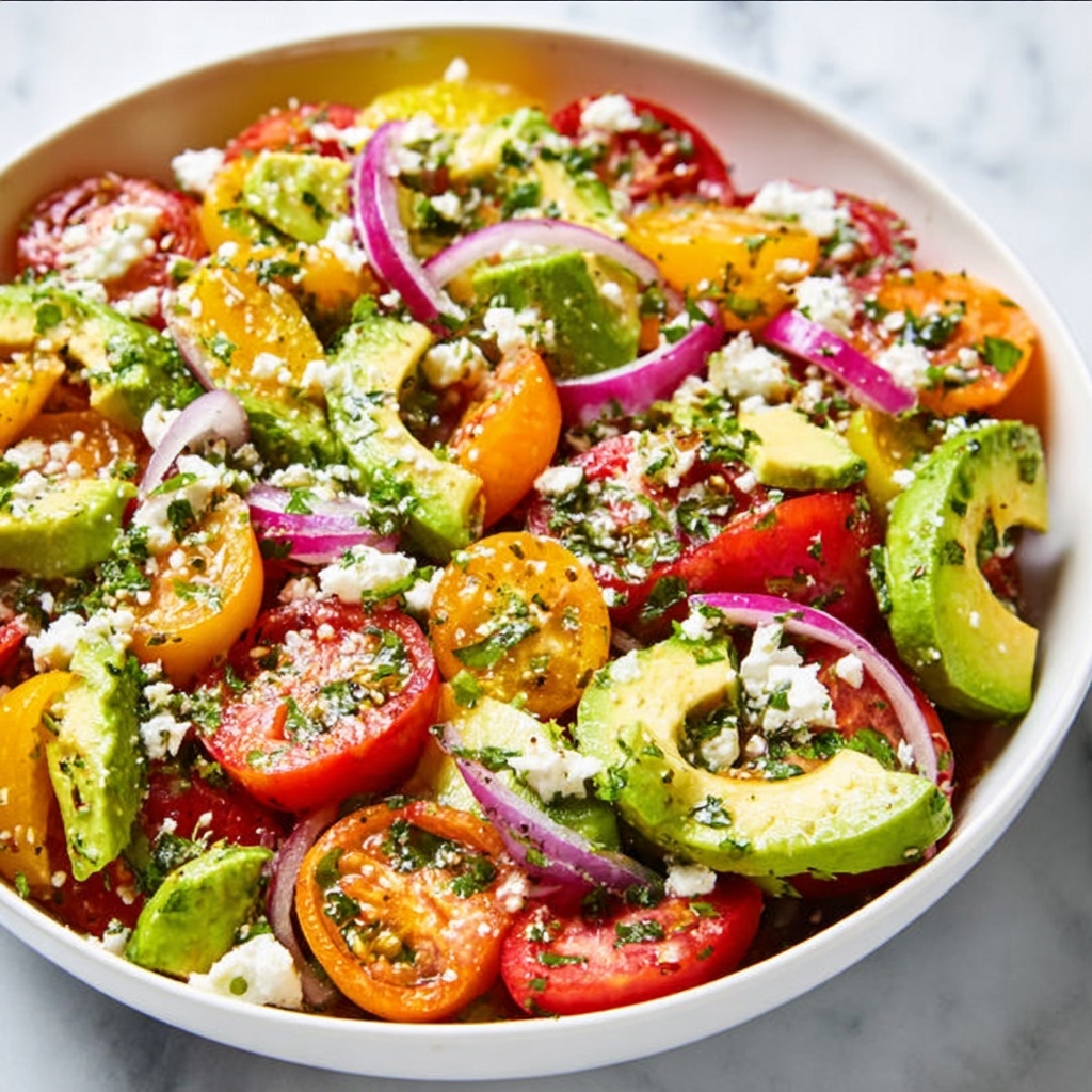 Cucumber Tomato Avocado Salad Recipe - Recipe Image