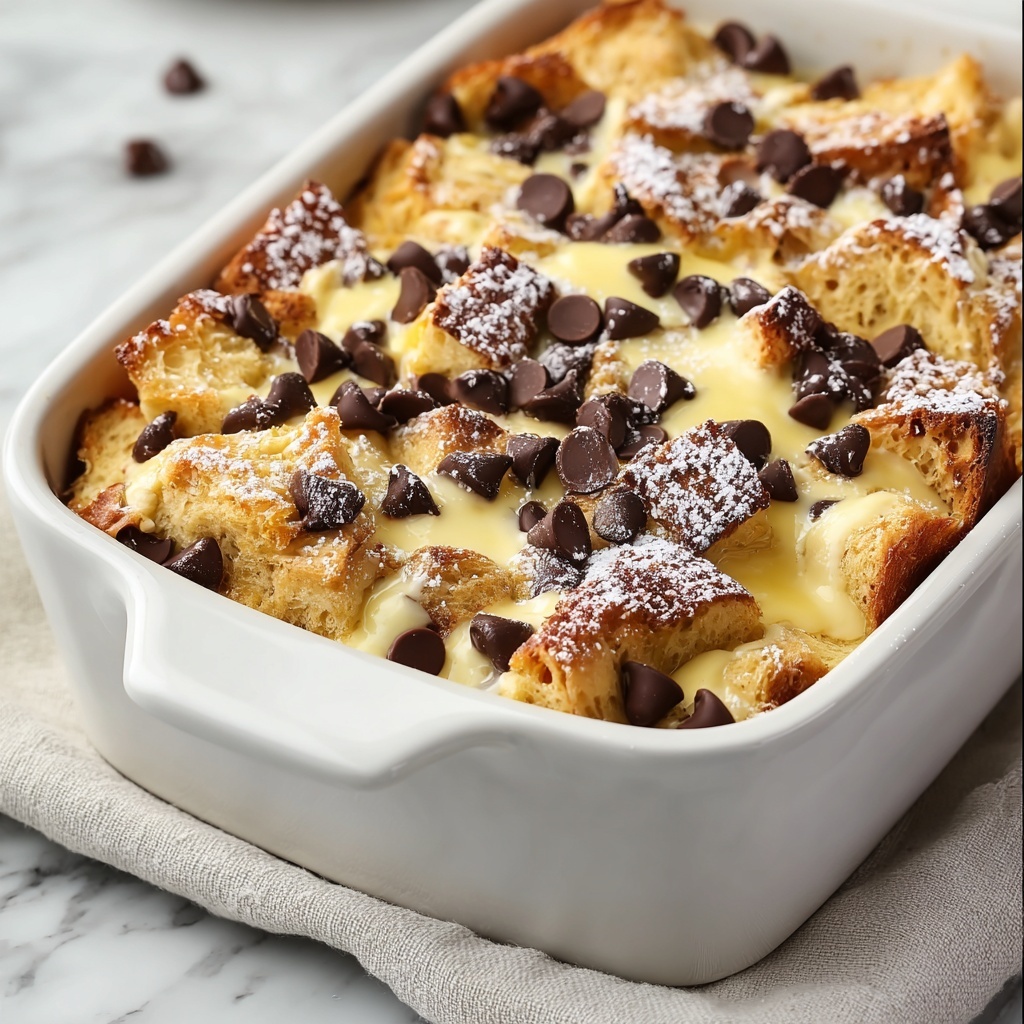 Chocolate Chip Bread Pudding with Cream Sauce Recipe - Recipe Image