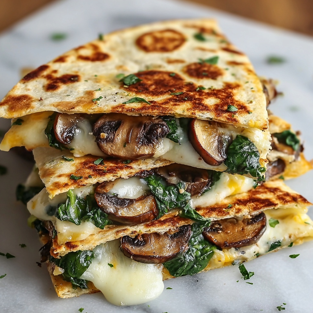 Baked Spinach Mushroom Quesadillas Recipe - Recipe Image
