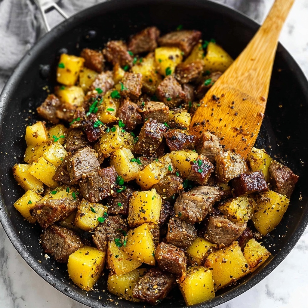 Garlic Butter Steak Bites with Herb Potatoes Recipe - Recipe Image