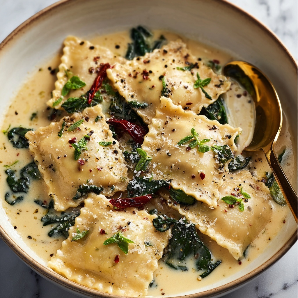 Creamy Tuscan Ravioli Recipe - Recipe Image