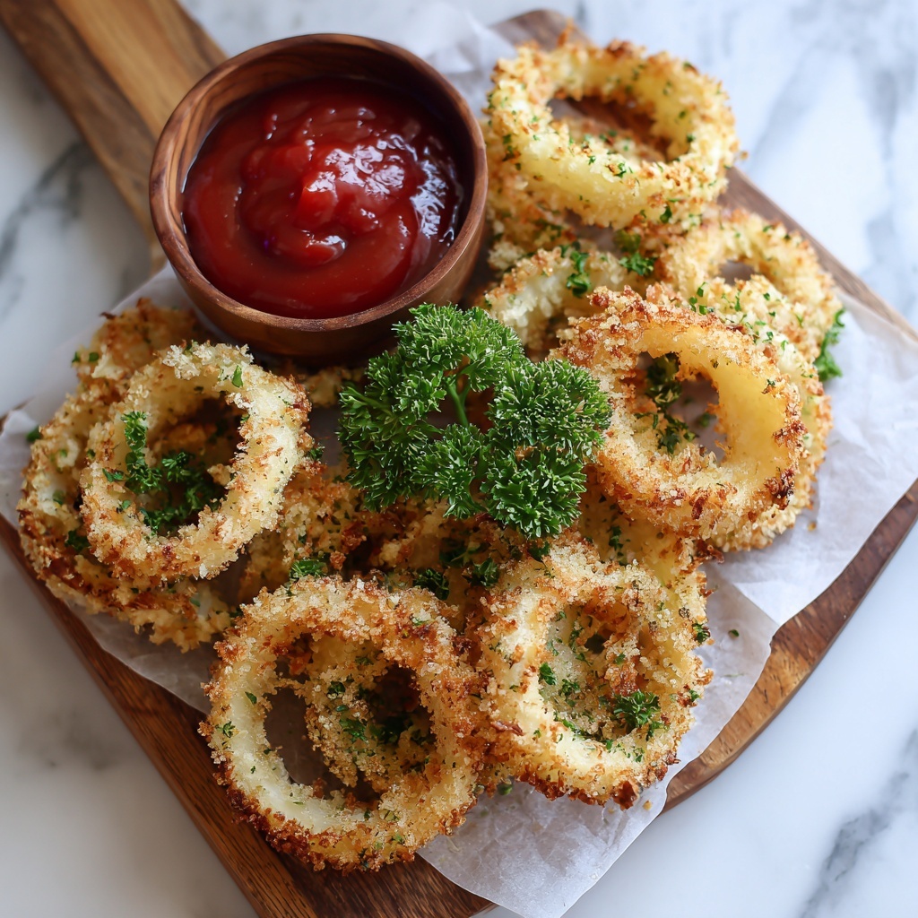Crispy Onion Rings Drizzled with Spicy Mayo Recipe - Recipe Image