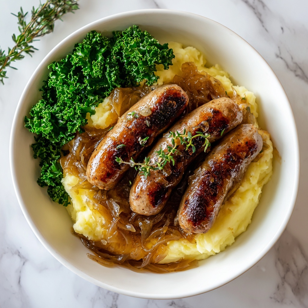 Sausages with Homemade Onion Gravy Recipe - Recipe Image