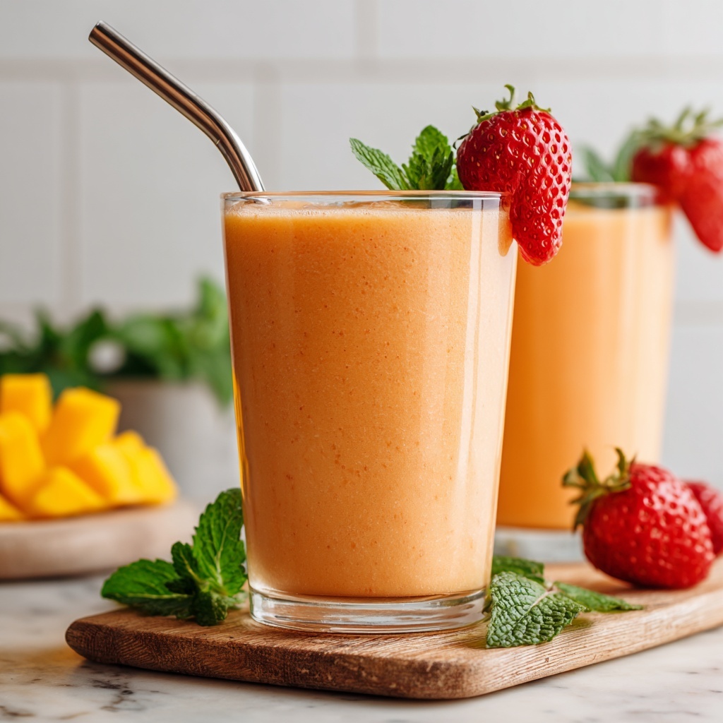 Tropical Strawberry Mango Smoothie Recipe - Recipe Image