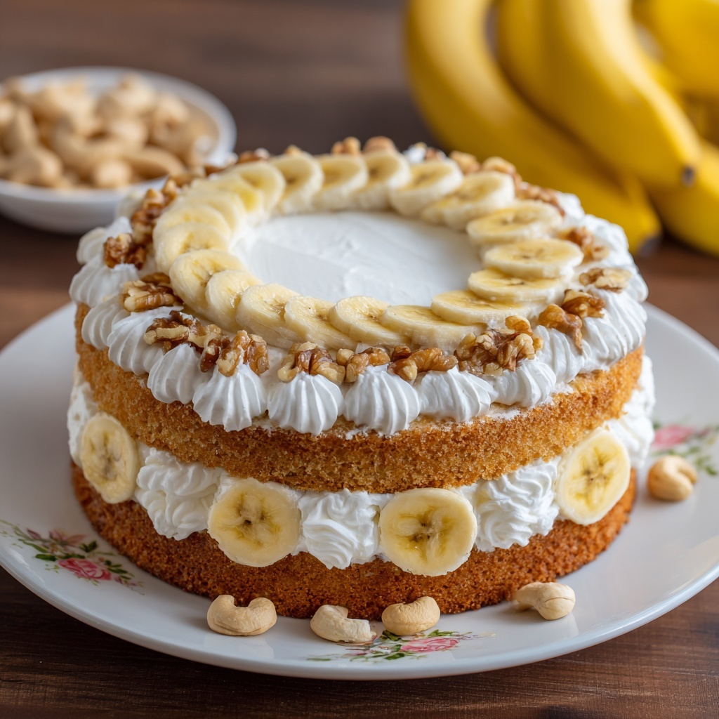 Heavenly Banana Walnut Cream Cake Recipe - Recipe Image
