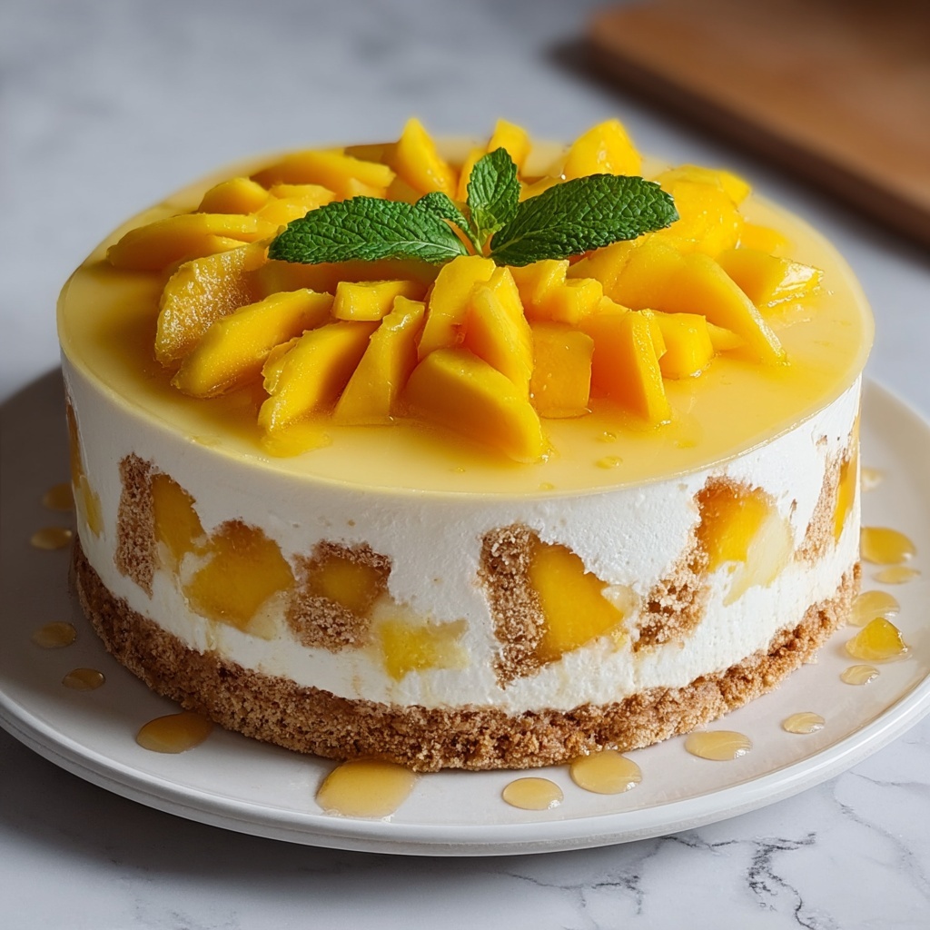 Unbaked Cheese and Mango Cake Recipe - Recipe Image