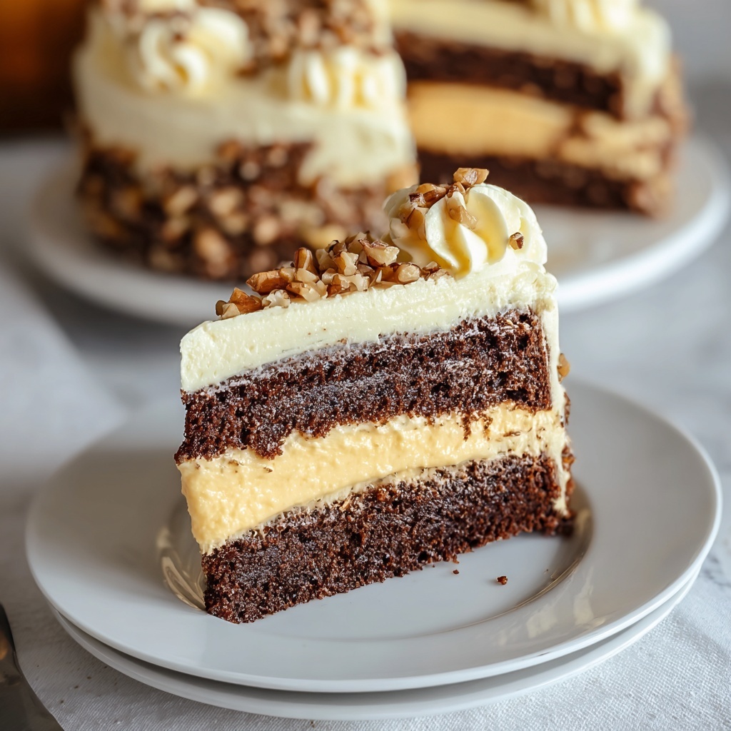 White German Chocolate Cake with a Cheesecake Center Recipe - Recipe Image