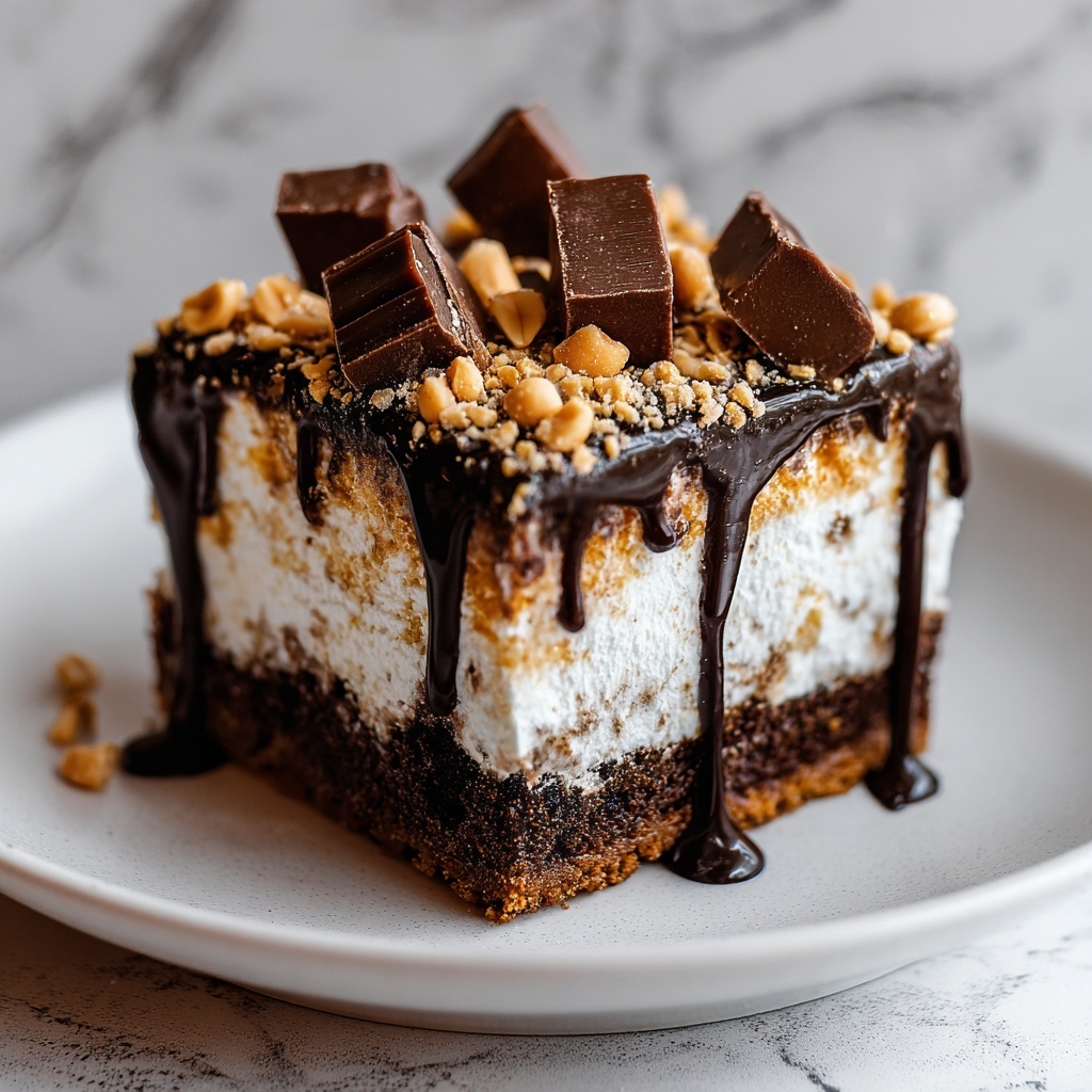 Butterfinger Candy Bar Poke Cake Recipe - Recipe Image