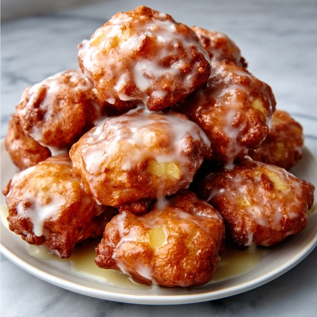 Soft Cinnamon Apple Fritters with Vanilla Glaze Recipe - Recipe Image