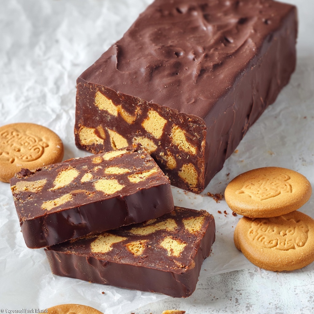 No-Bake Chocolate Biscuit Cake Recipe - Recipe Image