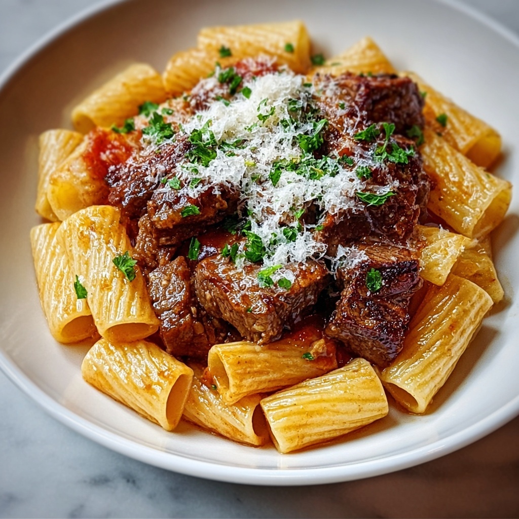 Garlic Butter Steak Tips with Cheesy Rigatoni Recipe - Recipe Image