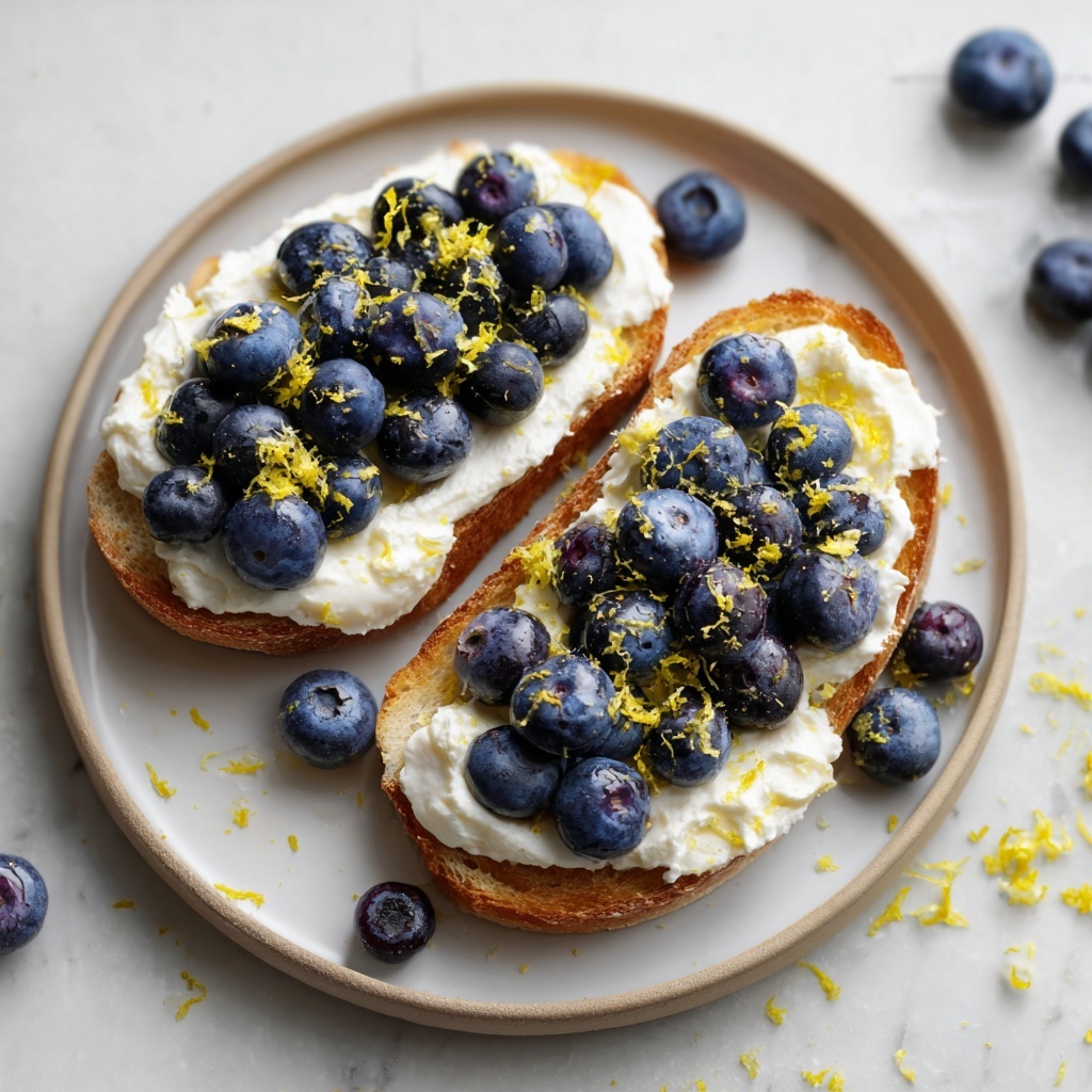 Lemon Blueberry Ricotta Toast With Honey Recipe - Recipe Image
