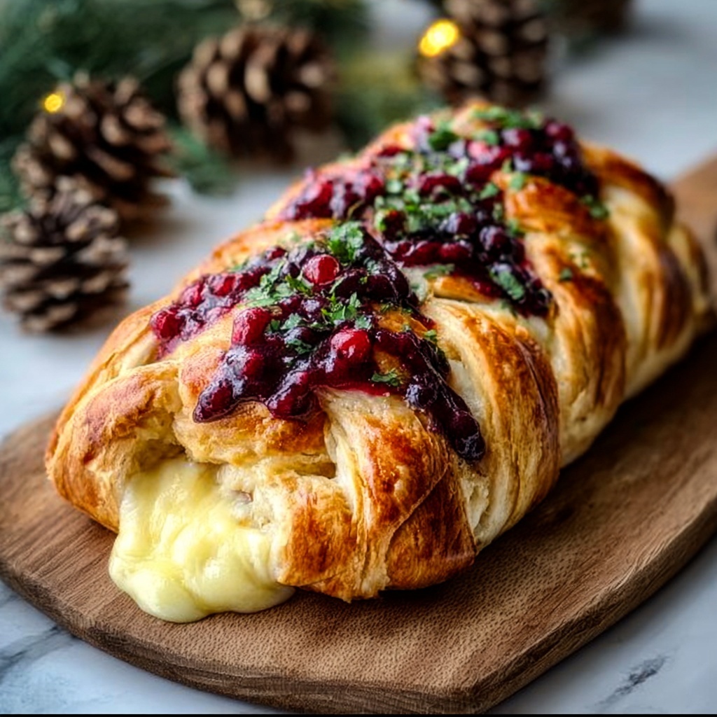 Garlic Herb Sourdough Bread Stuffed with Brie & Cranberry Recipe - Recipe Image