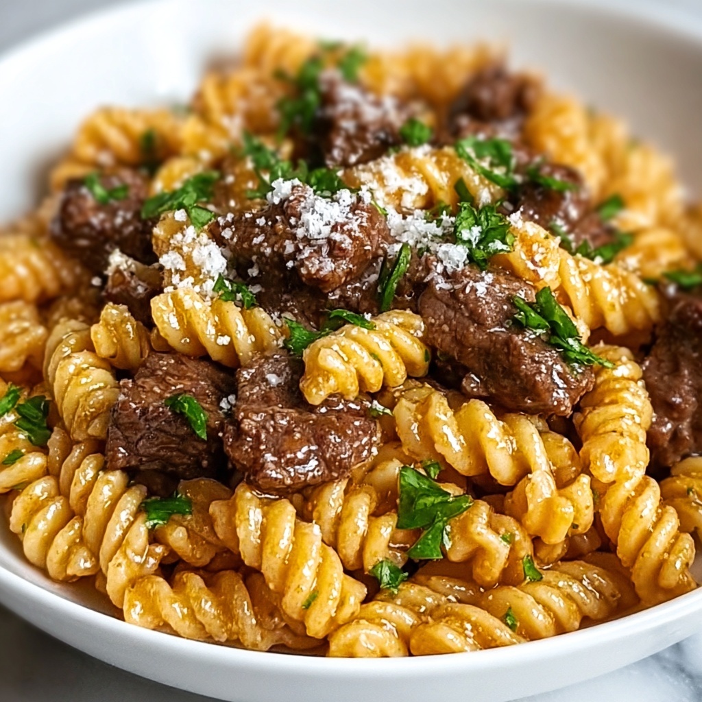 Beef Rotini with Garlic Parmesan Sauce Recipe - Recipe Image