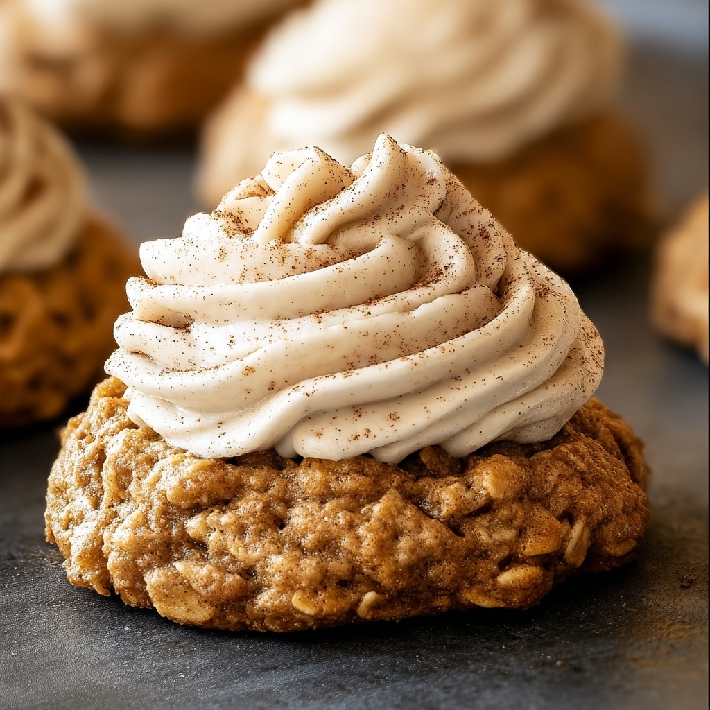 Pumpkin Oatmeal Cookies with Cinnamon Cream Cheese Frosting Recipe - Recipe Image