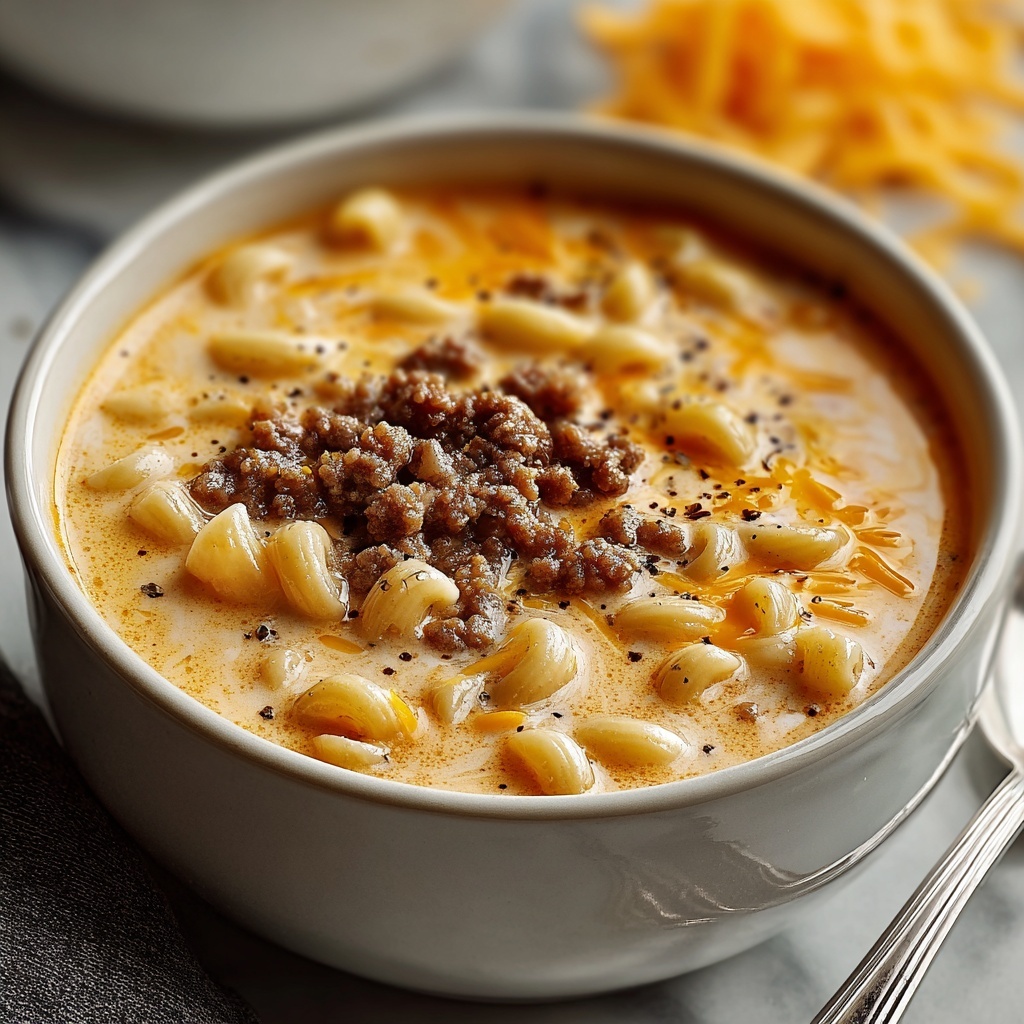 Creamy Cheesy Macaroni Soup Recipe - Recipe Image