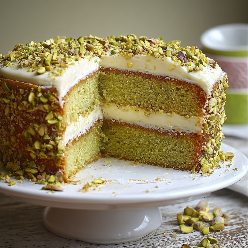 Zesty Pistachio Bliss Cake Recipe - Recipe Image