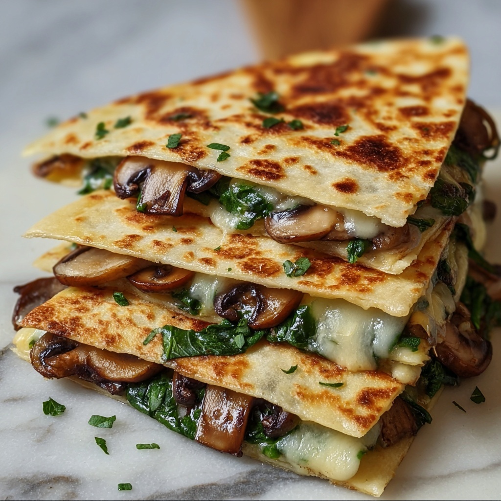 Baked Spinach Mushroom Quesadillas Recipe - Recipe Image