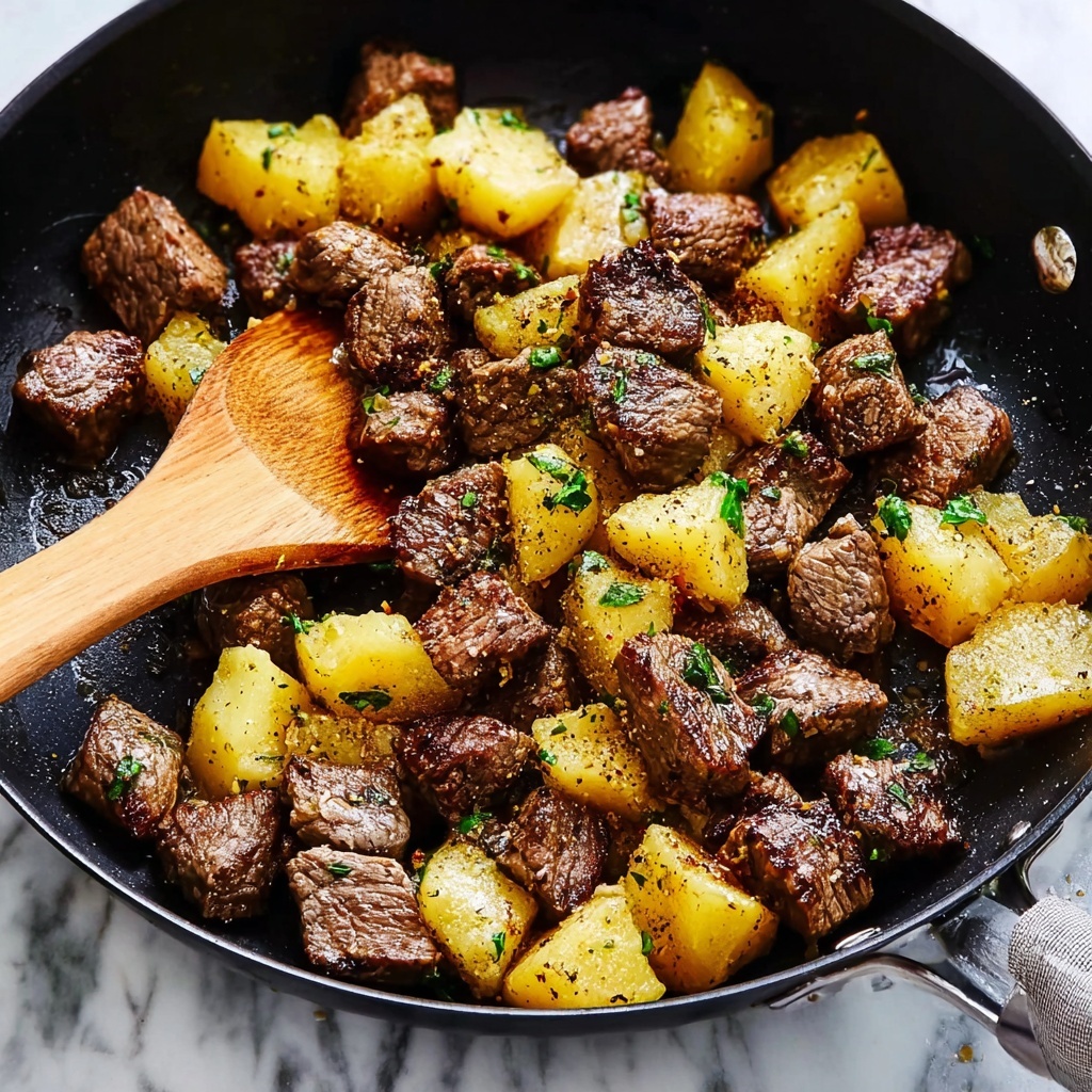 Garlic Butter Steak Bites with Herb Potatoes Recipe - Recipe Image