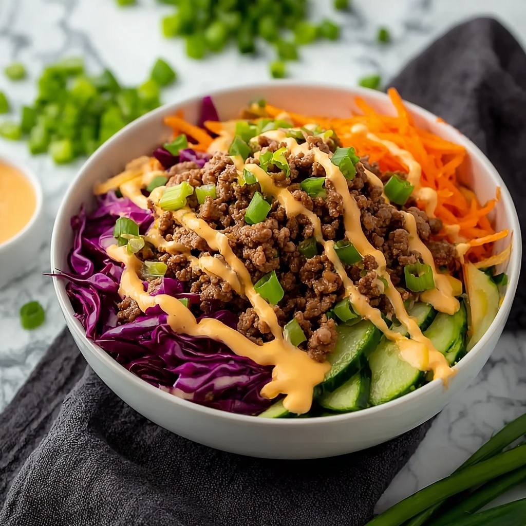 Egg Roll in a Bowl with Creamy Chili Sauce Recipe - Recipe Image