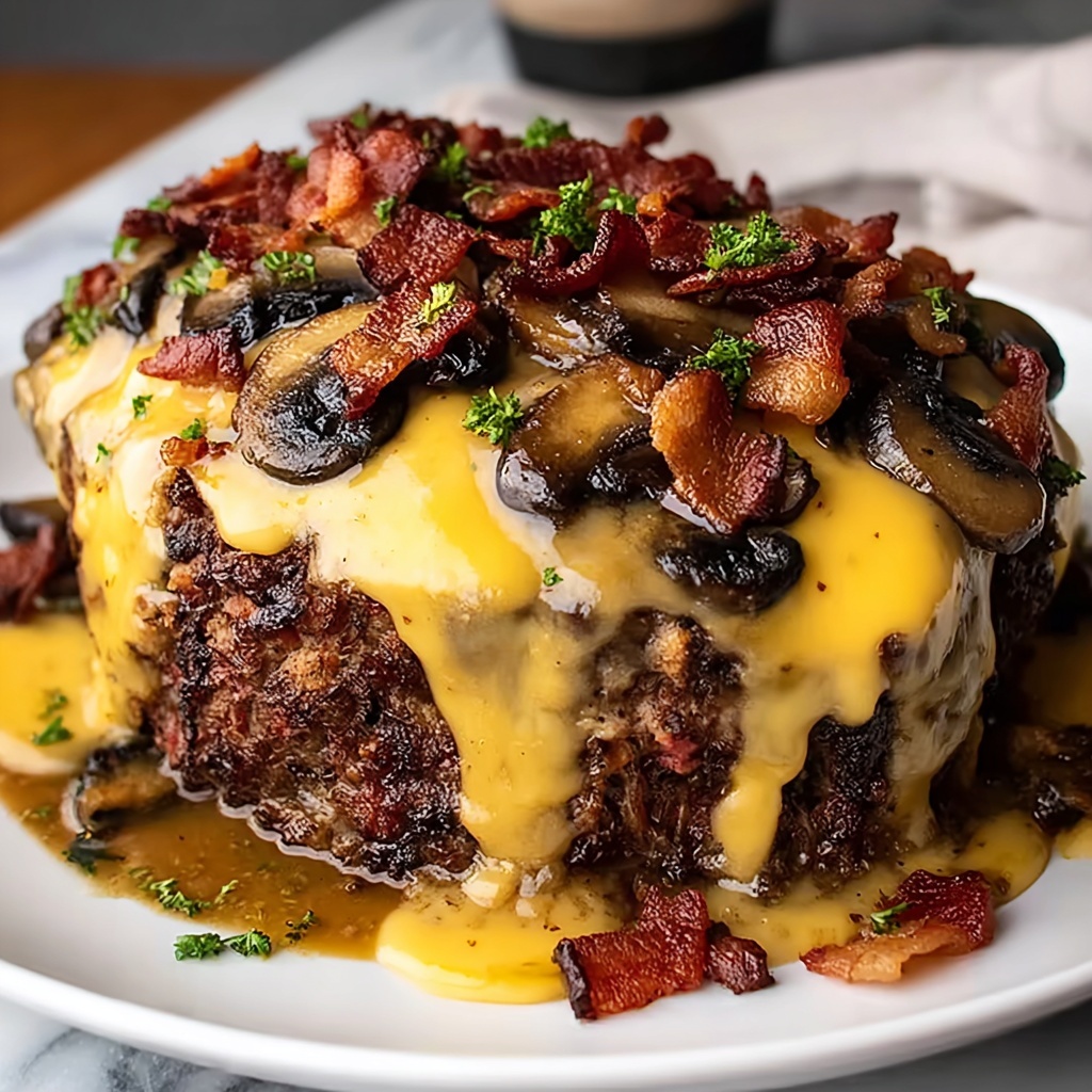 Mushroom and Swiss Cheese Meatloaf Recipe - Recipe Image