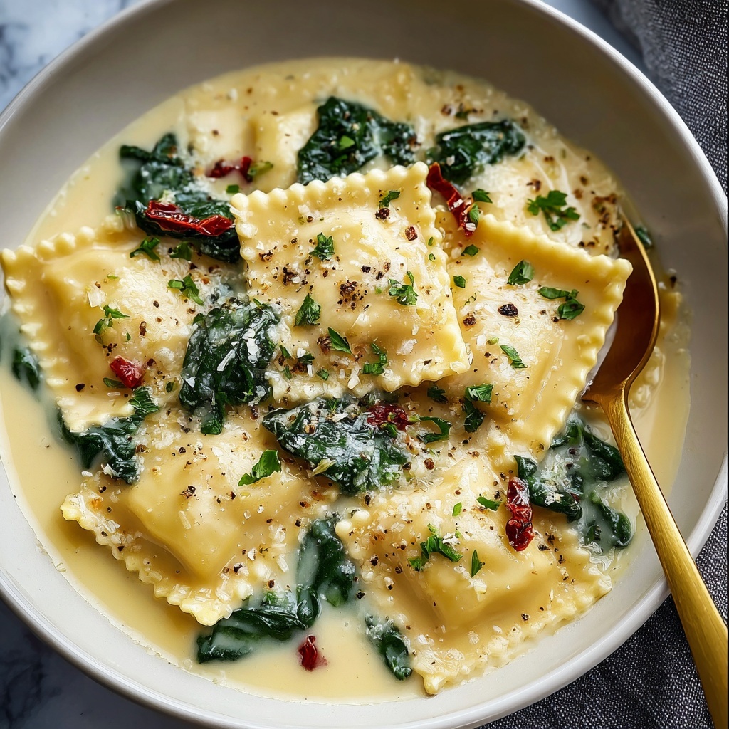 Creamy Tuscan Ravioli Recipe - Recipe Image