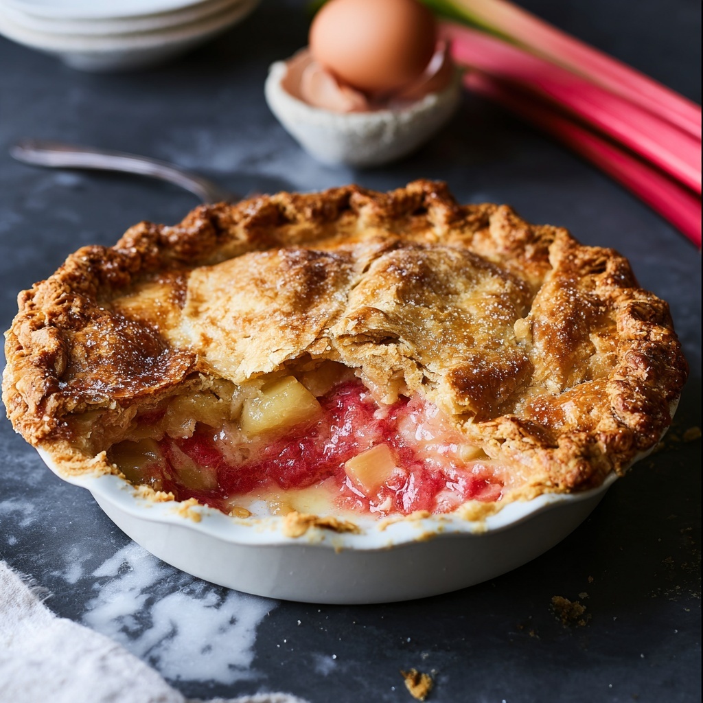 Rhubarb Custard Pie Recipe - Recipe Image