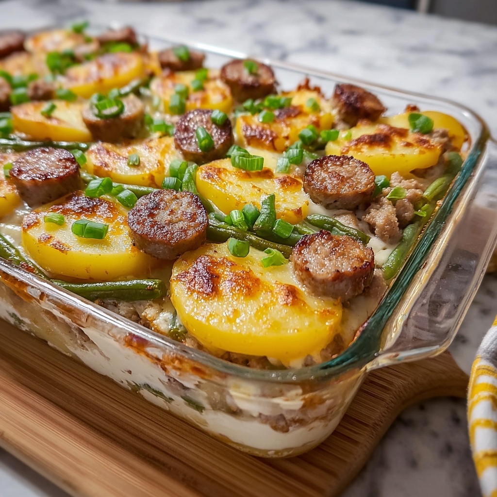 Sausage Green Bean and Potato Casserole Recipe - Recipe Image