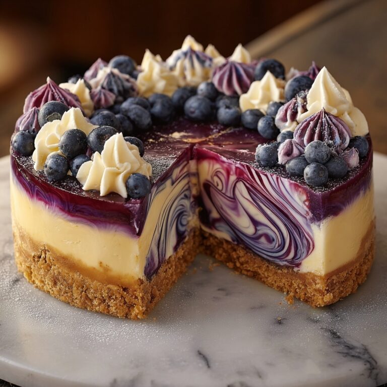 Elegant White Chocolate Blueberry Swirl Cheesecake Recipe