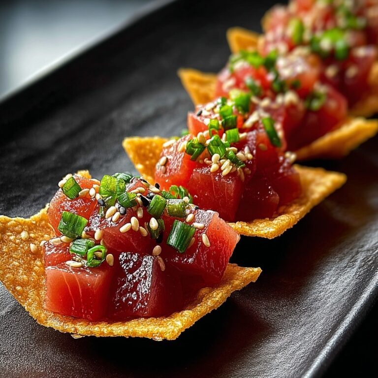 Spicy Tuna Tartare on Crispy Wonton Chips Recipe