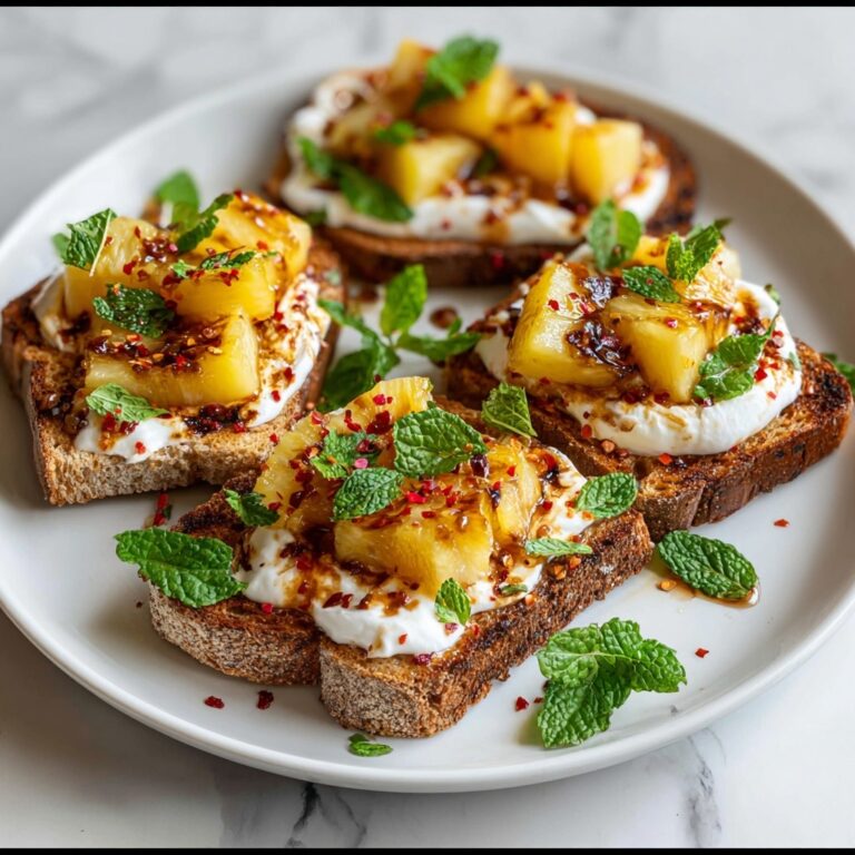 Grilled Pineapple Crostini with Burrata & Spicy Honey Recipe
