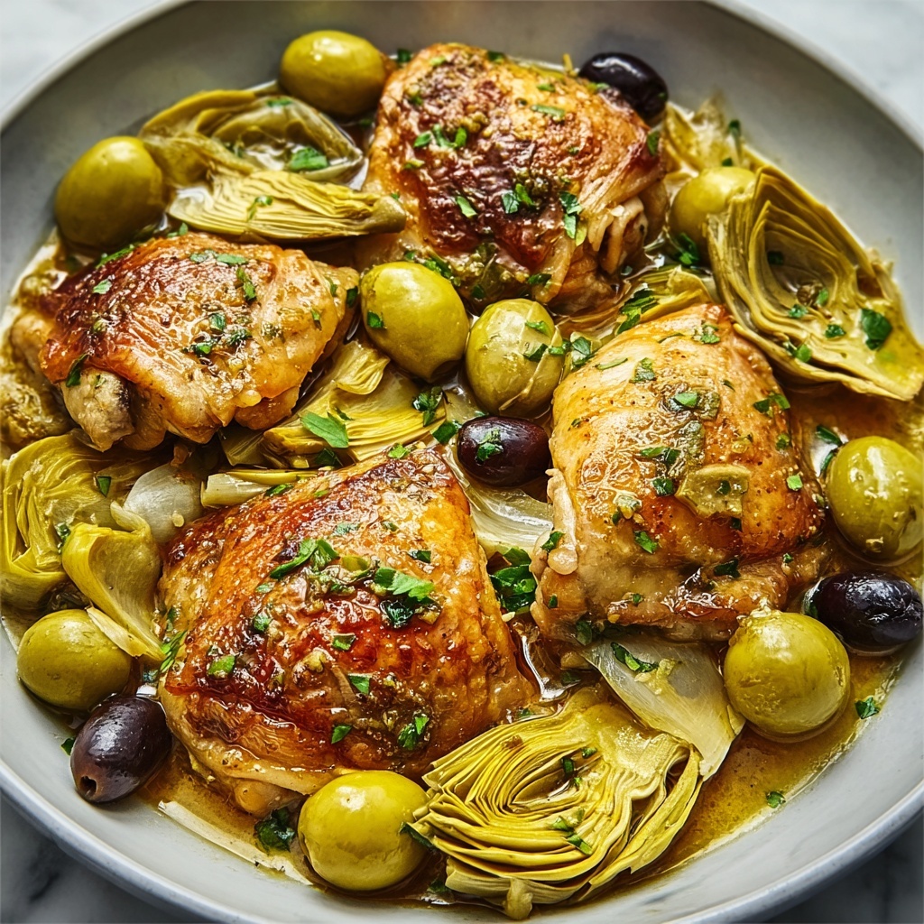Mediterranean Lemon Chicken with Artichokes & Olives Recipe - Recipe Image