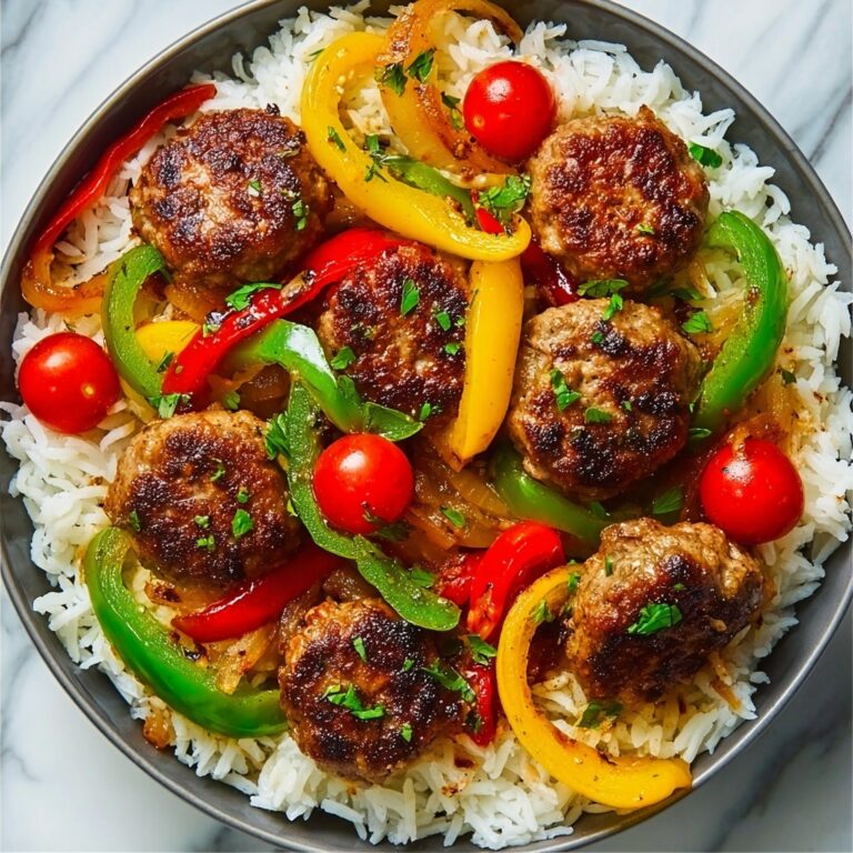 Sausage, Onion, Bell Peppers, and Tomato Rice Bowl Recipe