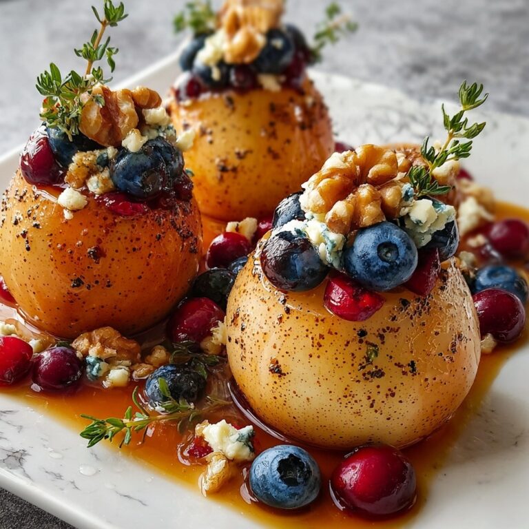 Baked Pears with Berries, Honey, Walnuts & Blue Cheese Recipe