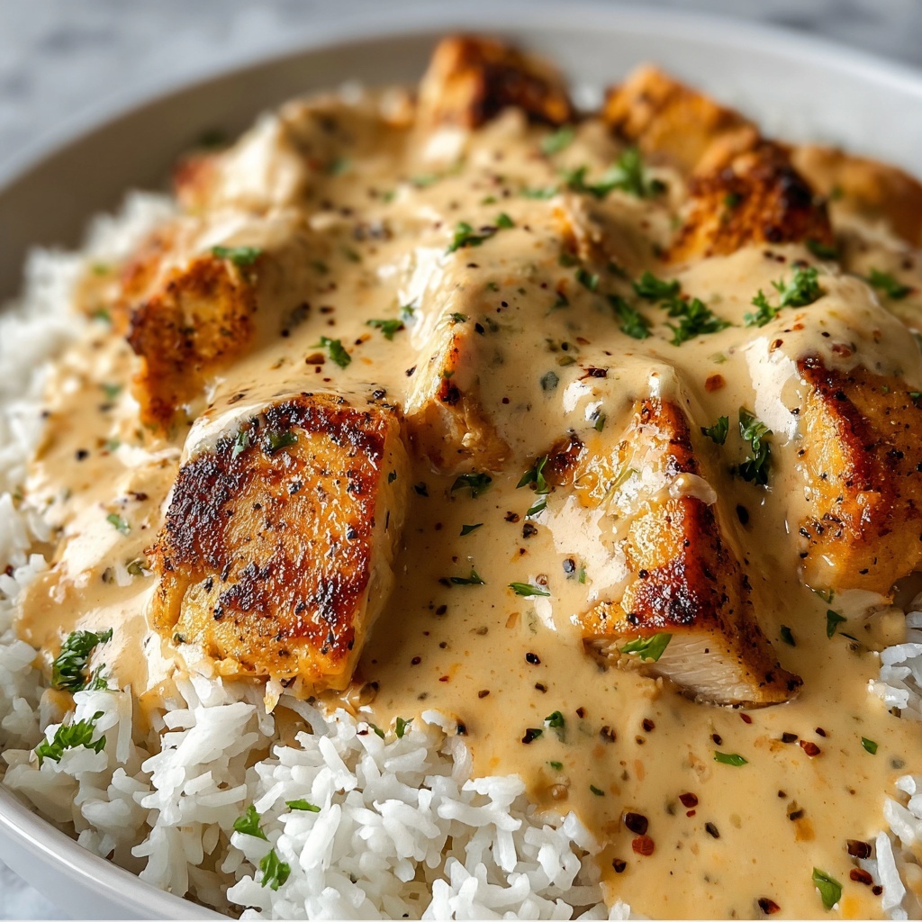 Creamy Smothered Chicken and Rice Recipe - Recipe Image
