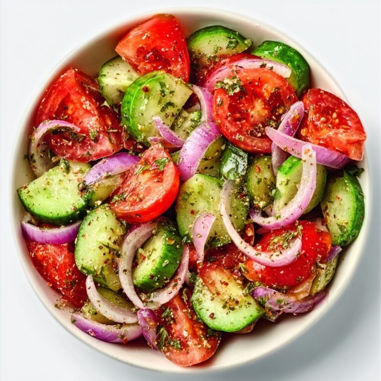 Fresh Tangy Marinated Cucumber, Onion, and Tomato Salad Recipe