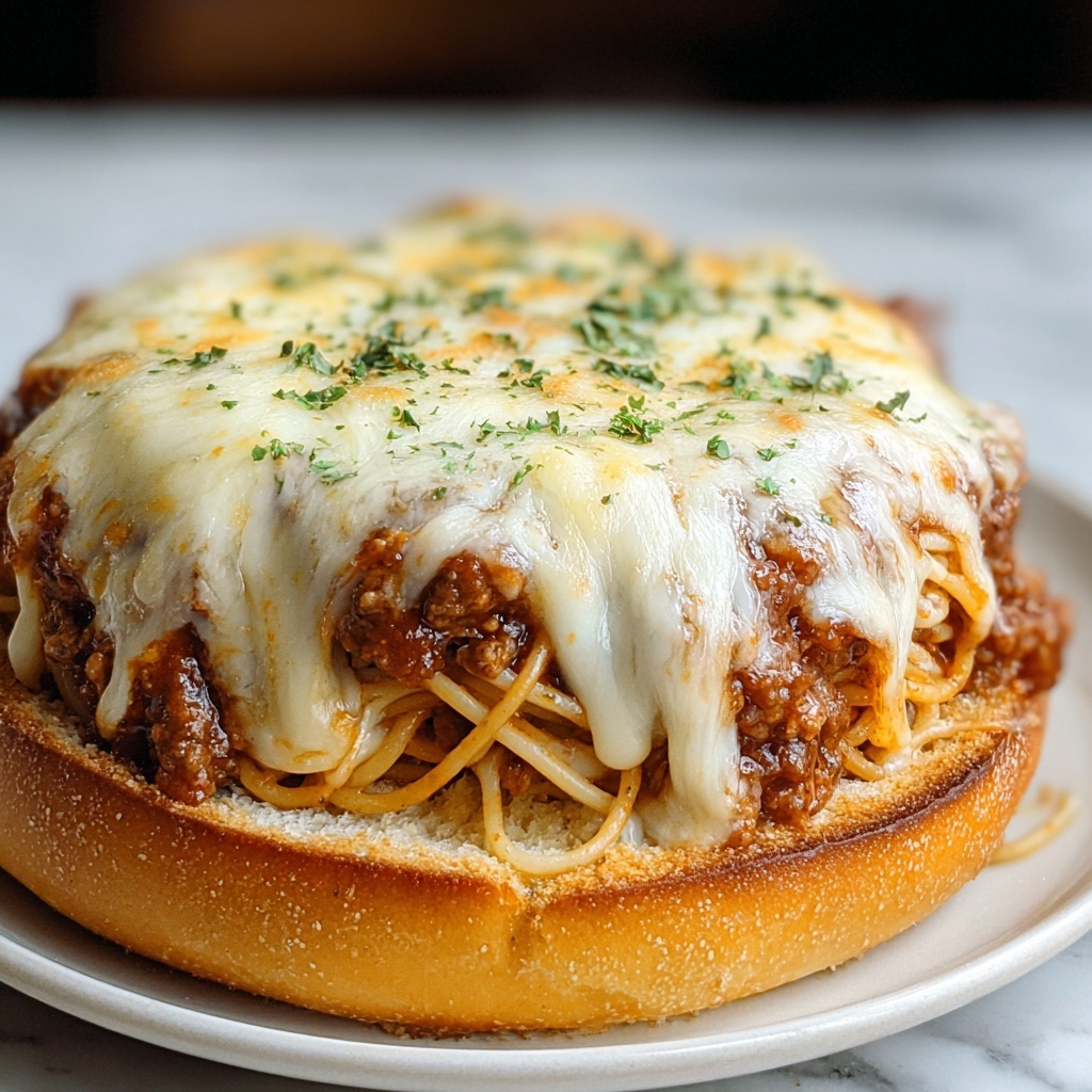 Cheesy Bread Bowl Spaghetti Recipe - Recipe Image