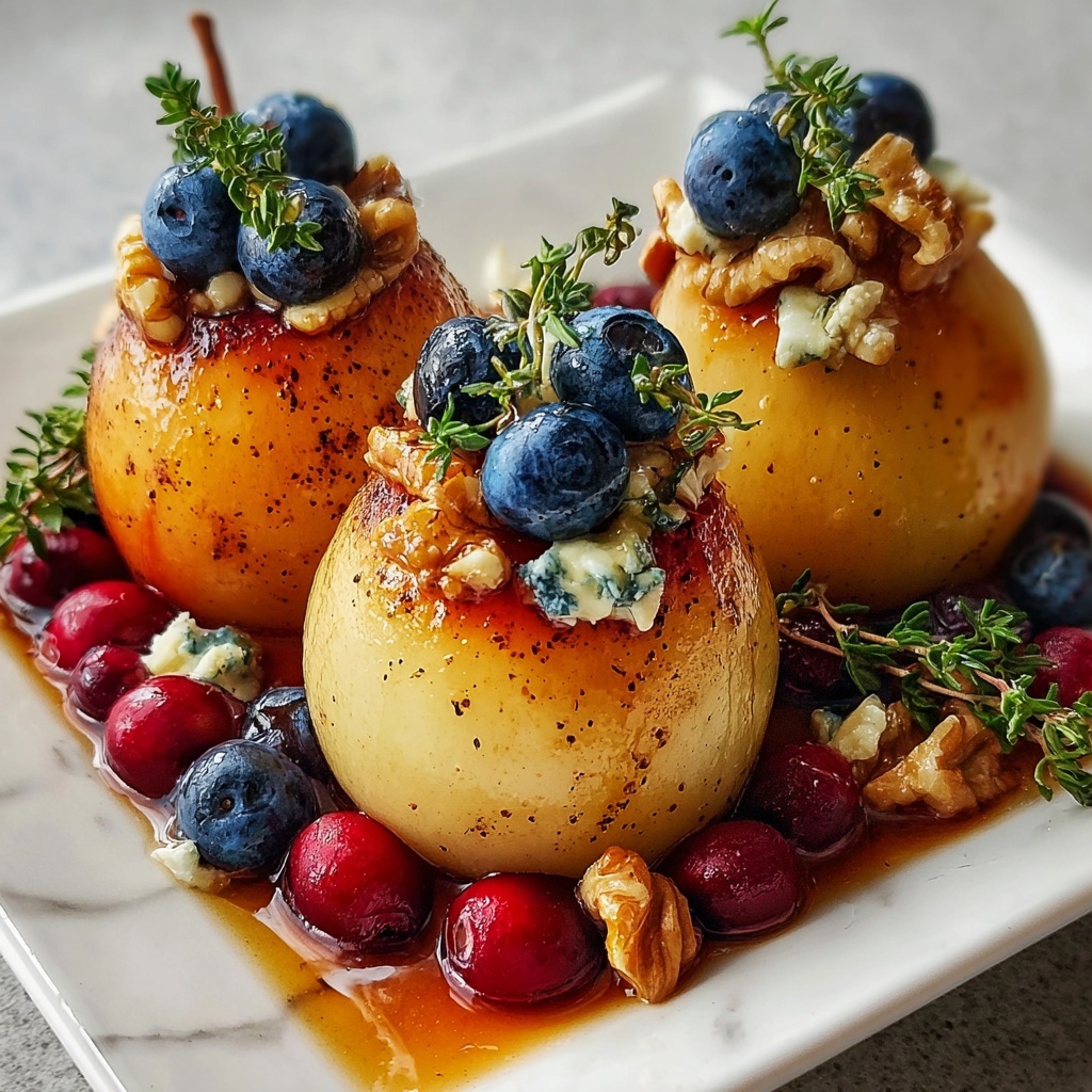 Baked Pears with Berries, Honey, Walnuts & Blue Cheese Recipe - Recipe Image