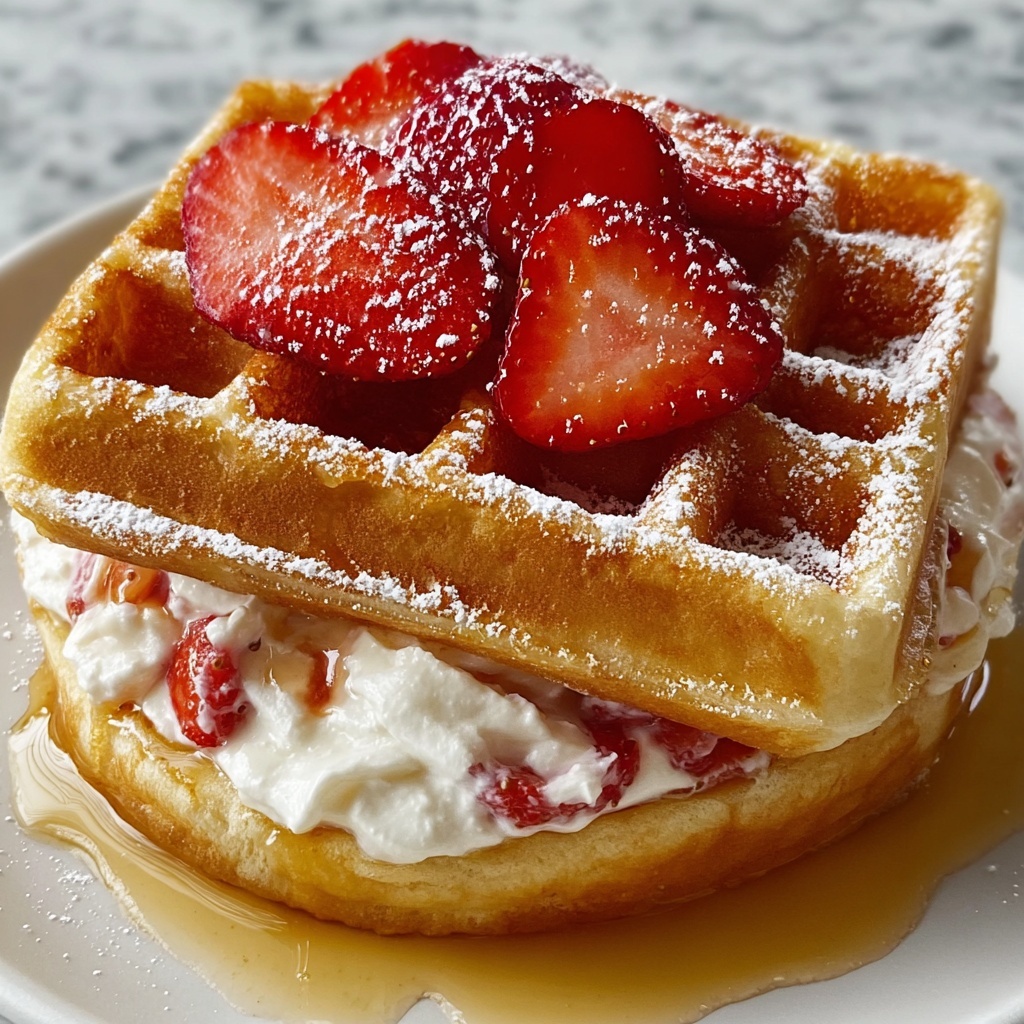 Strawberry Cheesecake Stuffed Waffles Recipe - Recipe Image