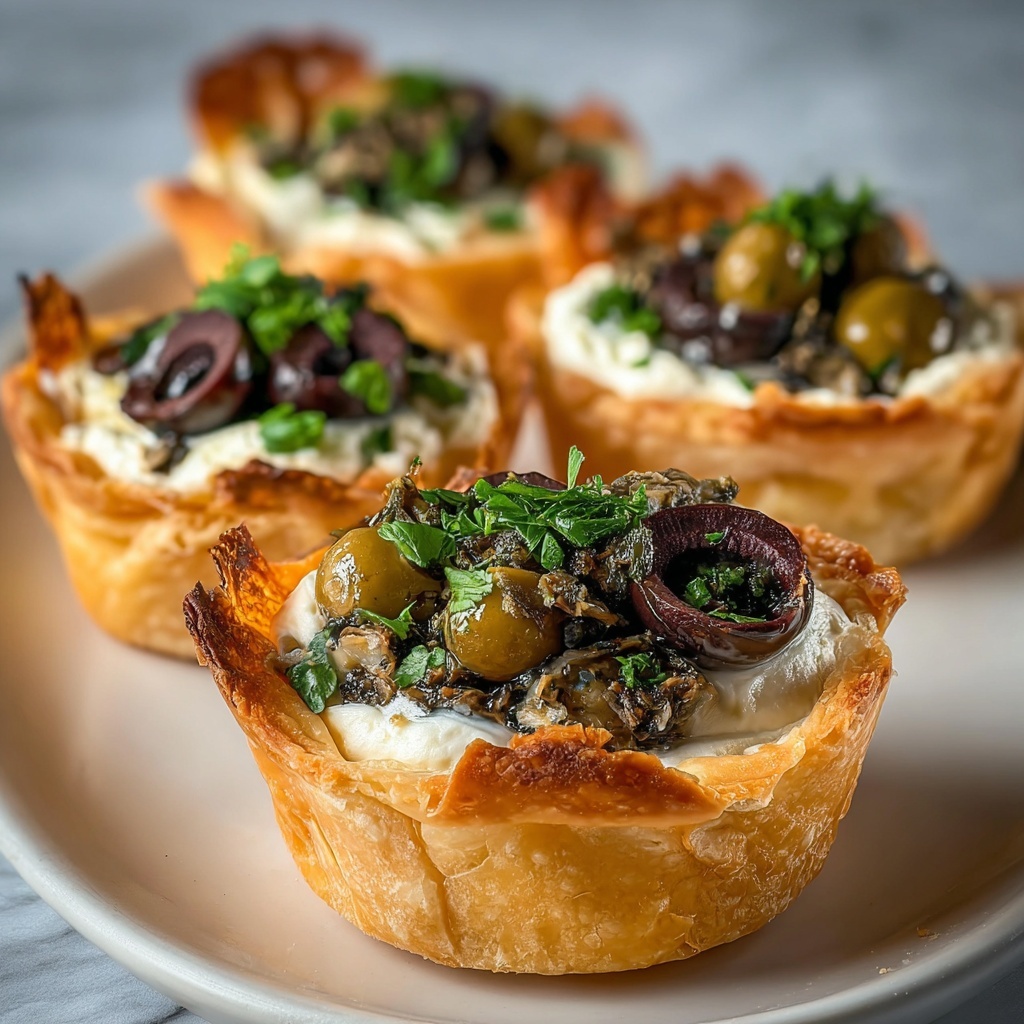 Savory Ricotta Tartlets with Olives and Capers Recipe - Recipe Image