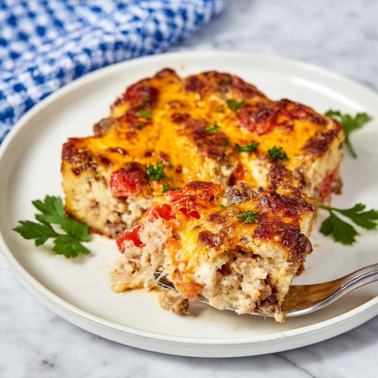 Rotel Sausage & Cream Cheese Croissant Breakfast Casserole Recipe