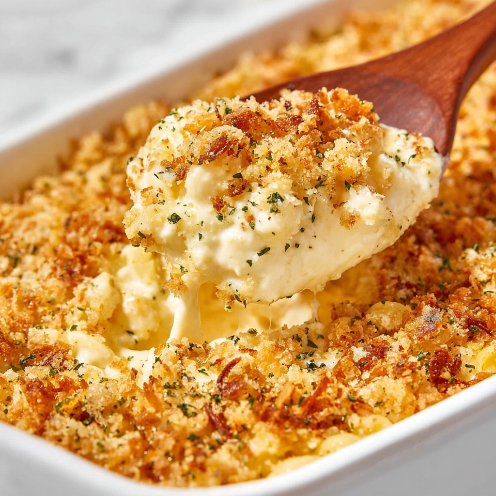 Creamy Three-Cheese Baked Mac and Cheese with Crispy Parmesan Breadcrumbs Recipe - Recipe Image