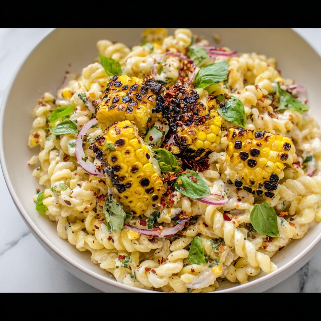 Creamy Street Corn Pasta Salad Recipe - Recipe Image