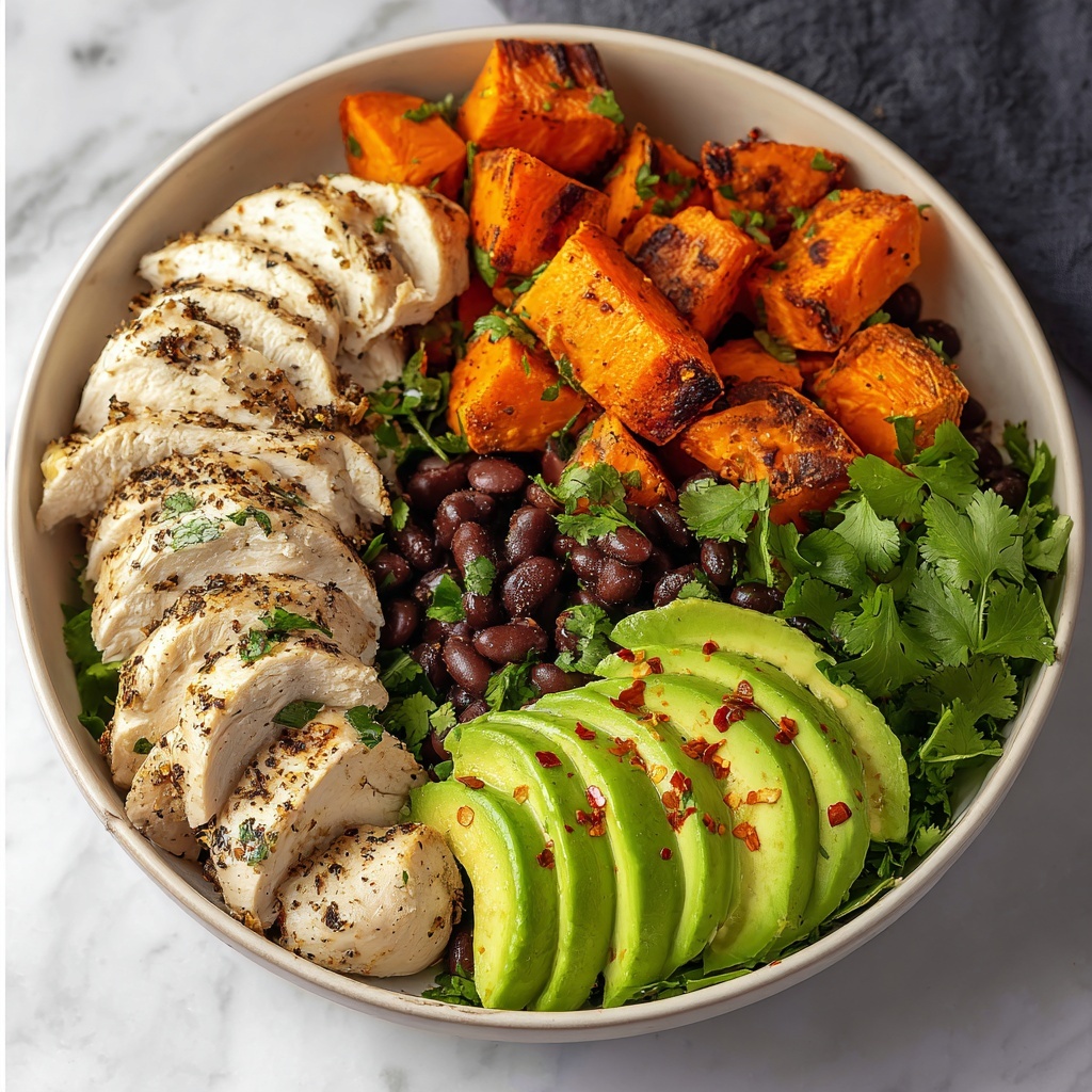Chicken and Sweet Potato Bowls with Black Beans, Avocado, and Feta Recipe - Recipe Image