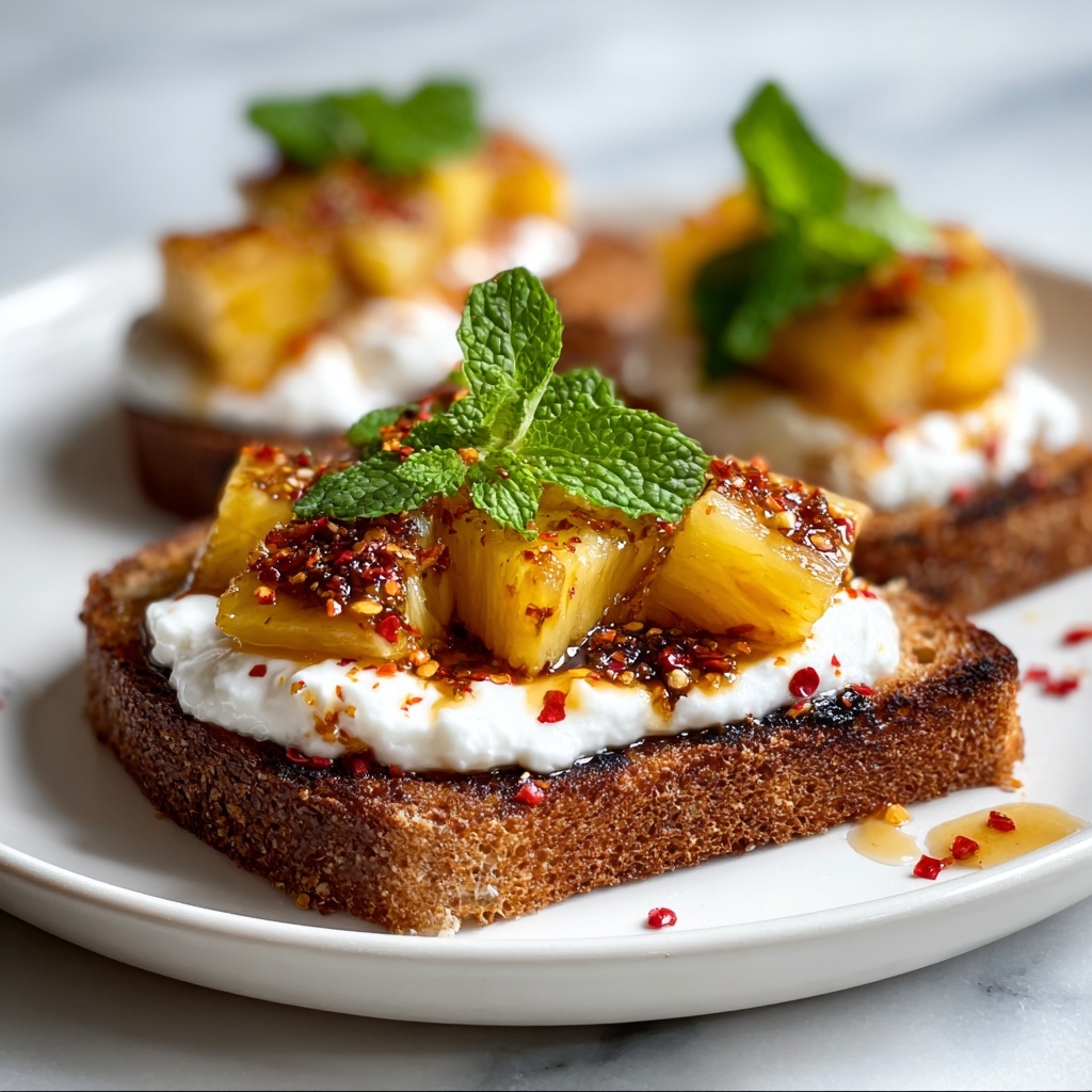 Grilled Pineapple Crostini with Burrata & Spicy Honey Recipe - Recipe Image
