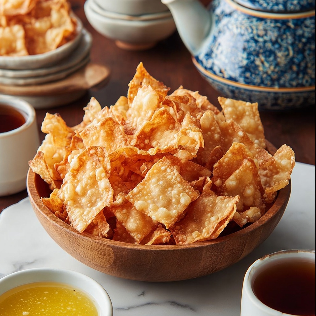 Crispy Fried Wonton Strips with Dipping Sauces Recipe - Recipe Image